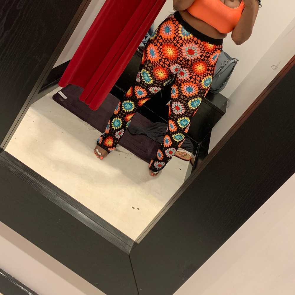 Disco colorful knitted pants